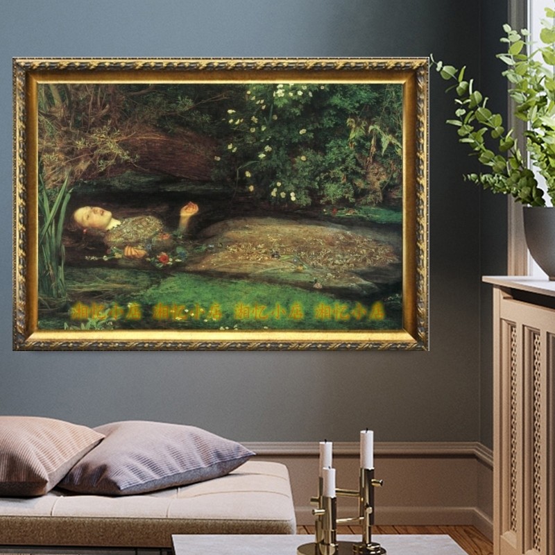 印花新款DMC纯棉十字绣套件线绣客厅卧室欧式油画 水中的奥菲利亚