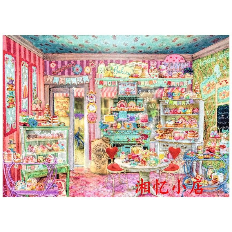 印花新款埃及白色纯棉十字绣客厅餐厅儿童房挂画 HAE糖果屋蛋糕店