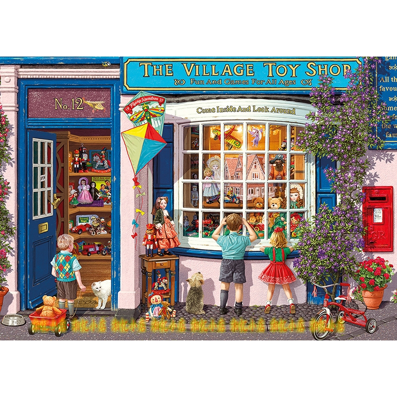 印花包邮DMC纯棉十字绣套件客厅卧室儿童房 欧式油画 泰迪熊商店