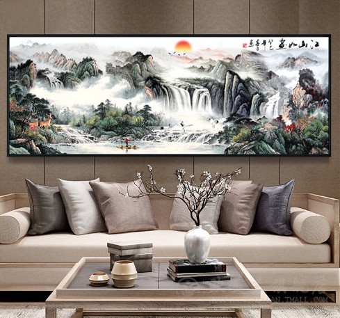 纯棉十字绣套件书房江山如画DMC