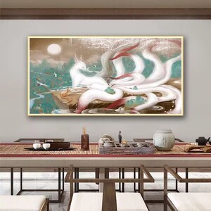 新款正品DMC十字绣狐狸2025新款九条尾巴狐先唯美中国风横板客厅