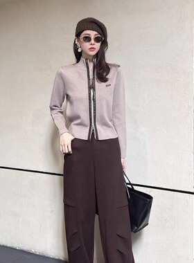 DI-SUI迪素欧韩2025秋冬新品女装38086穿珠拉链款羊毛针织毛衣