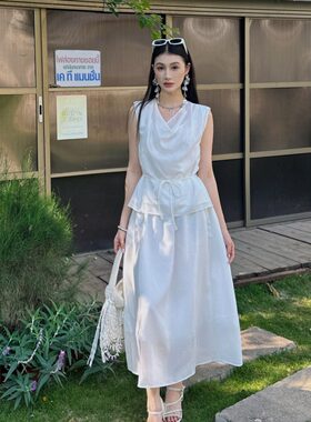 DI-SUI迪素欧货2026春夏新品女装08505气质天丝荡领无袖套裙