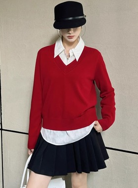 特价DI-SUI迪素欧货2025秋冬新女装01157纯色V领羊毛舒适柔软毛衣