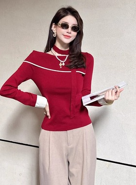 特价DI-SUI迪素欧韩站2025秋冬女装21093带围脖精致拼色气质羊毛