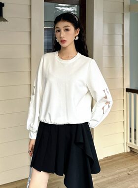 DI-SUI迪素正品2026春夏新品女装26026圆领袖子刺绣和平鸽套头卫