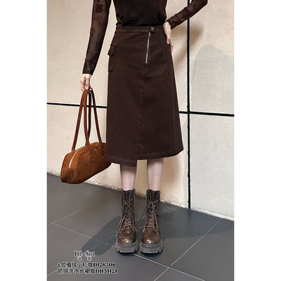 欧洲站2025新款抓绒洗水半身裙