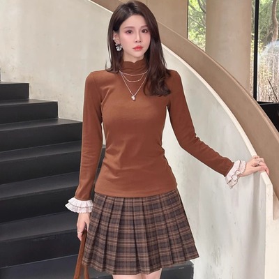 天丝羊毛袖口拼接简约小衫