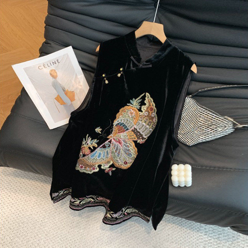 新中式国风重工刺绣丝绒中长款马甲裙女2026春秋季高级感马夹上衣,女装/女士精品,马夹,淘宝优惠券,粉丝福利购,淘宝优惠卷