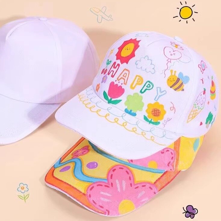 元旦礼物涂鸦鸭舌渔夫帽子绘画中心手绘帆布袋T恤活动手工diy材料