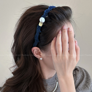 韩系简约珍珠带齿发箍女高端2025新款高颅顶百搭头箍不压发卡头饰