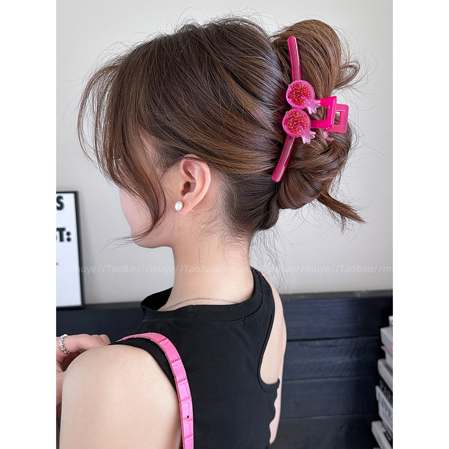 高级感透亮水果发夹女后脑勺大号