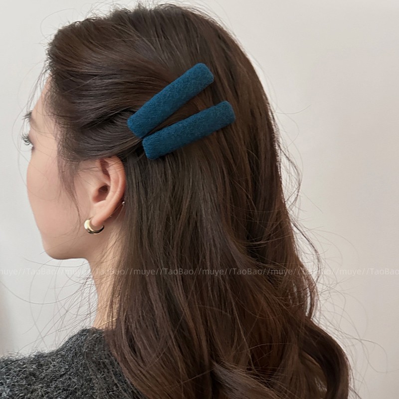简约彩色毛毡植绒BB夹前额刘海夹