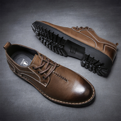 真皮男士商务休闲皮鞋潮大码加肥