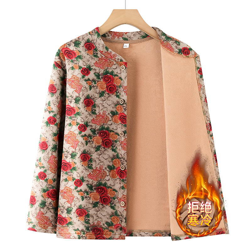 中老年妈妈装新款加绒加厚保暖衣