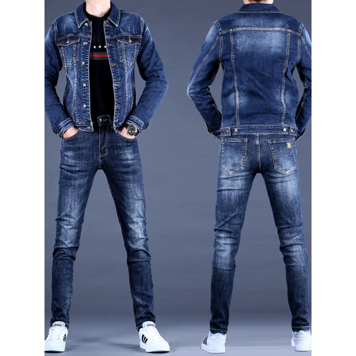 男士搭配牛仔套装男款2025新款秋冬外套高端潮流休闲夹克上衣百搭