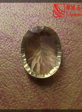 天然原色茶晶菱形冰透戒指