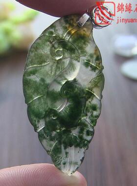 印度精雕金枝玉叶水润通透吊坠