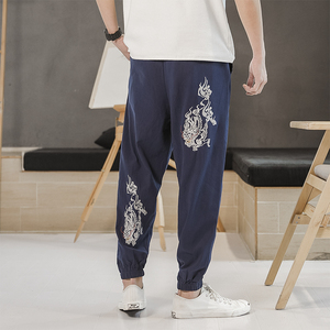 常年现货款风刺绣束脚裤大码休闲裤B370-CK12P40图片