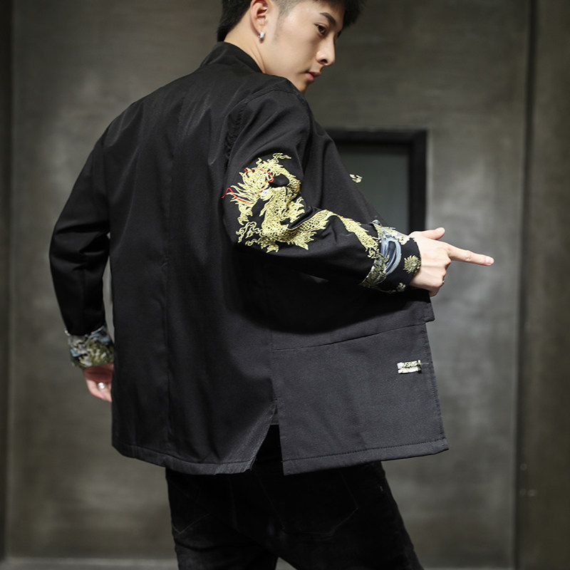 常年款秋冬风刺绣龙夹克复古盘扣上衣加厚外套B370-JK08P110图片