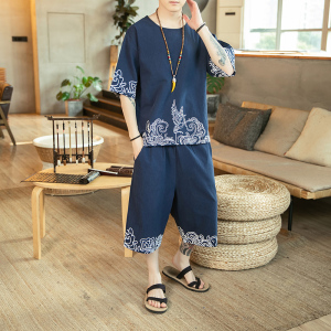 常年款春夏秋季风短袖T恤印花上衣套装九分裤B370-TZ31P60图片