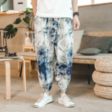 常年现货款春夏季风棉麻九分宽松大码休闲裤B370-K206P40，男装休闲裤，电商B370-A