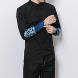 常年款秋冬季风刺绣立领复古衬衫可加厚内搭上衣B370-CS02P70，男装衬衫，电商B370-A