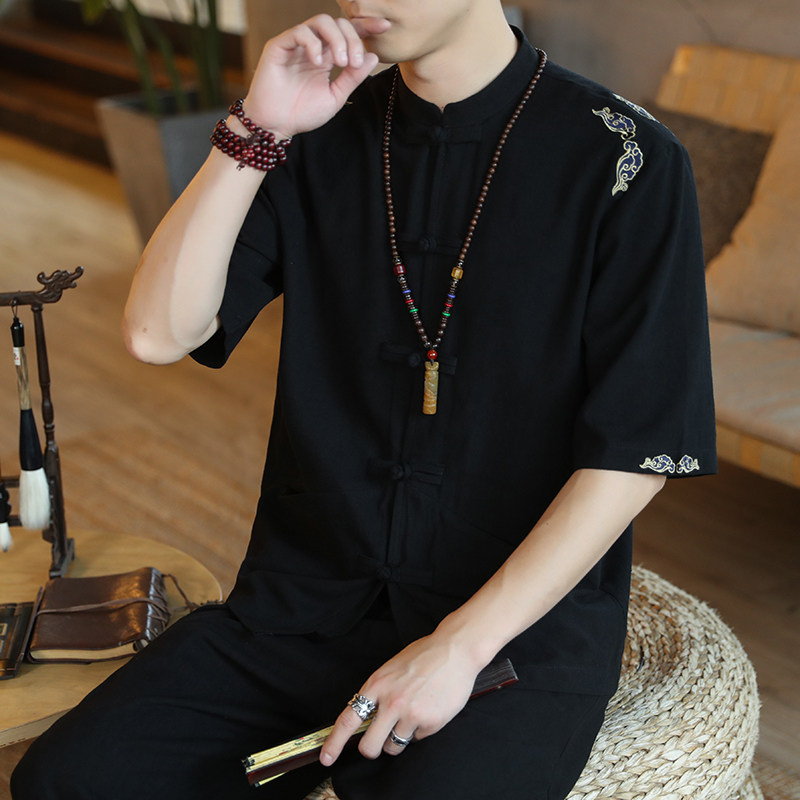 常年款现货春夏风刺绣五分袖外套夹克大码上衣B370-JK206P50,男装T恤,电商B370-A