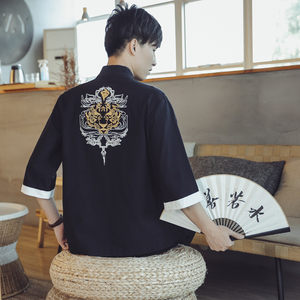 常年春夏秋款风刺绣套装棉麻T恤短袖七分裤B370-TZ43P60图片