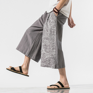 常年款现货春夏款风印花休闲裤八分裤宽松大码B370-K18P45，男装休闲裤，电商B370-A