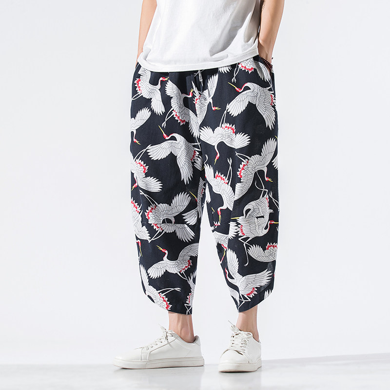 常年现货款春夏季风棉麻八分裤宽松大码休闲裤B370-K208P35，男装休闲裤，电商B370-A