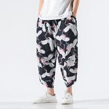 常年现货款春夏季风棉麻八分裤宽松大码休闲裤B370-K208P35，男装休闲裤，电商B370-A