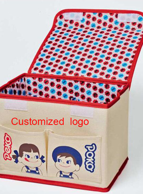 日本杂志款peko牛奶妹帆布材质印花桌面收纳筐整理盒