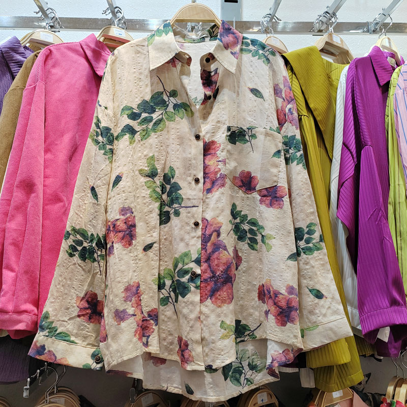 小众碎花棉麻衬衫韩版春季时尚气质百搭方领休闲打底衫女上衣衬衣