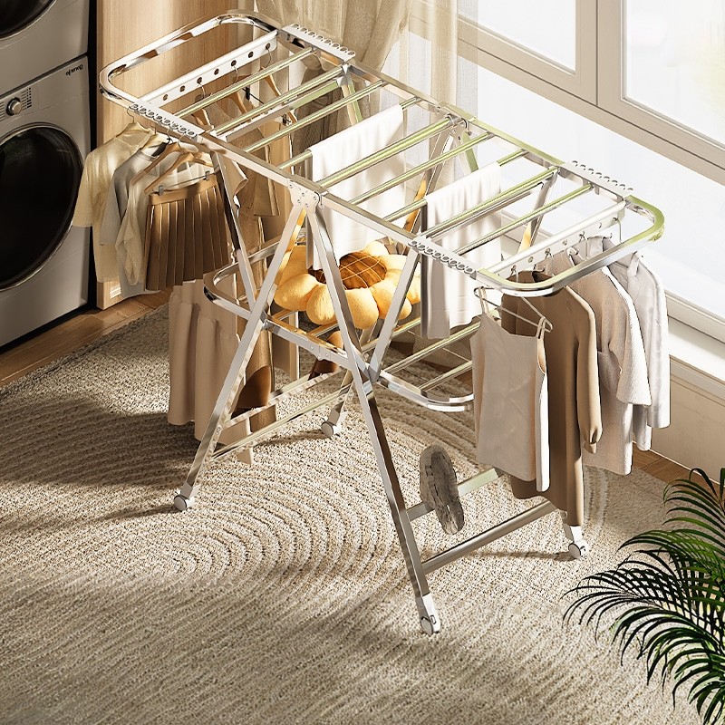 不锈钢落地晾衣架折叠室内外家用阳台加粗加厚凉衣服杆晒被子神器,收纳整理,置地/升降晾晒衣架,淘宝优惠券,粉丝福利购,淘宝优惠卷