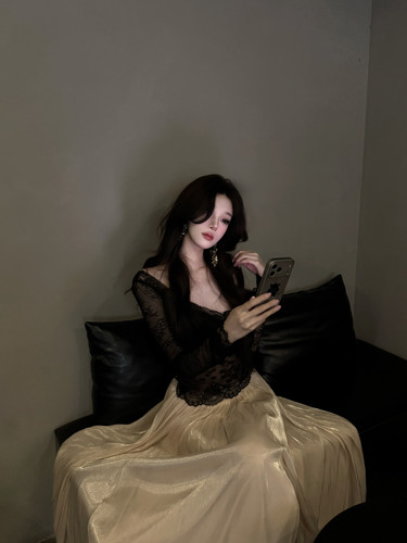 纯欲风性感蕾丝拼接美背上衣女