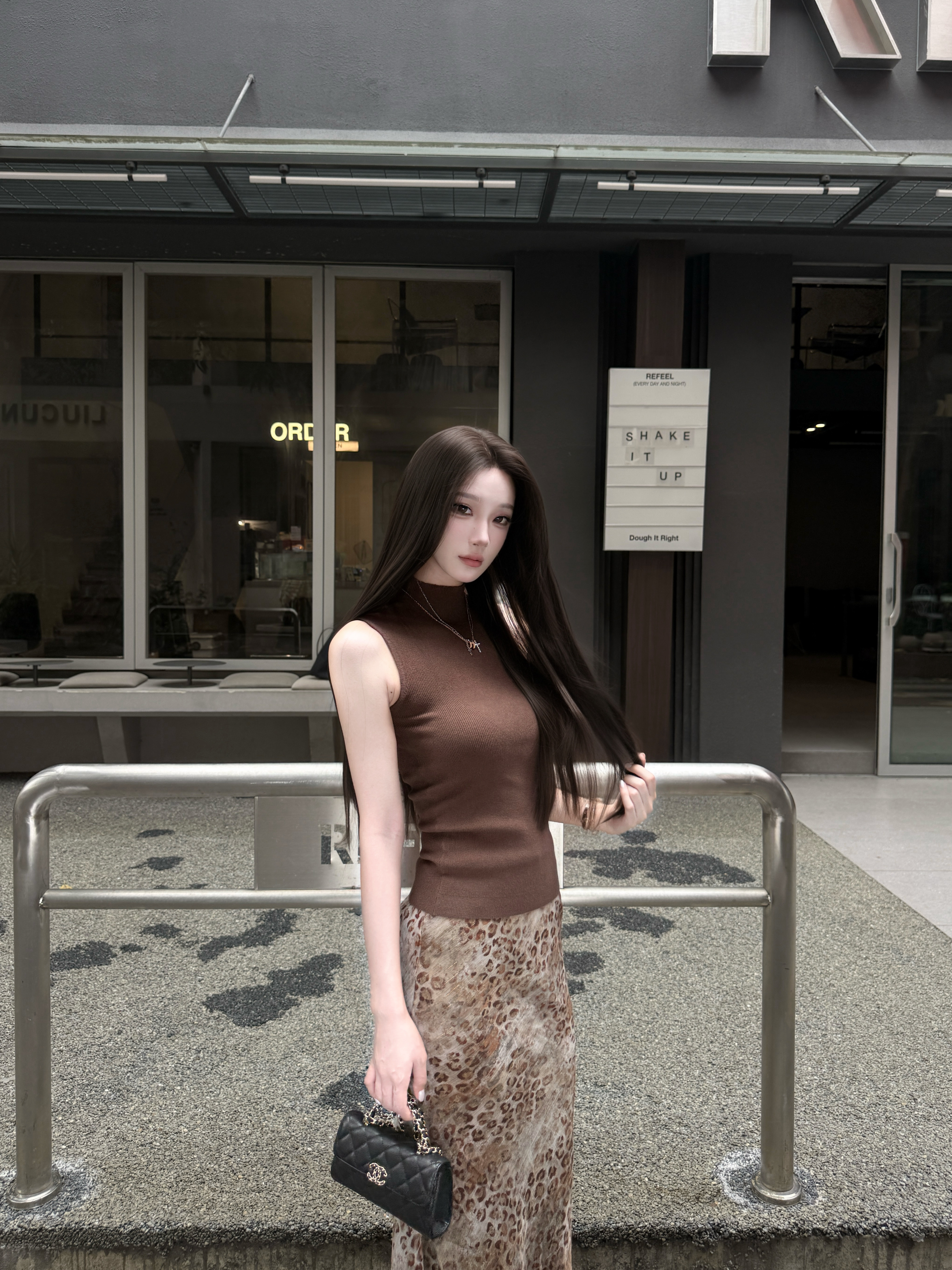 AWMUMU 智性衣橱 高领无袖针织背心女修身显瘦外穿挂脖吊带上衣女