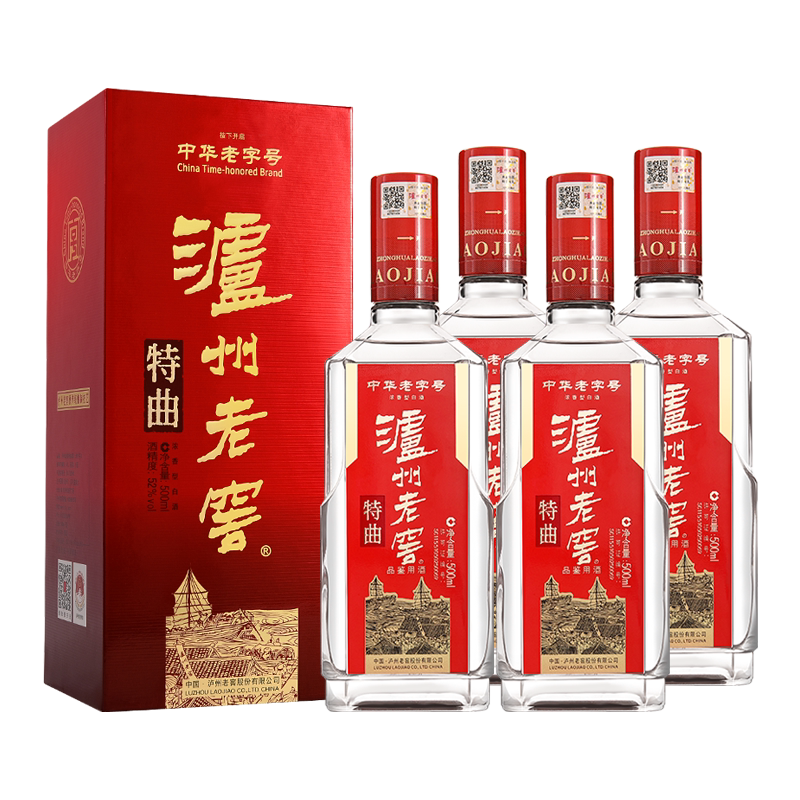 【热销爆款】泸州老窖特曲52度500ml*4瓶装浓香型白酒送礼礼盒