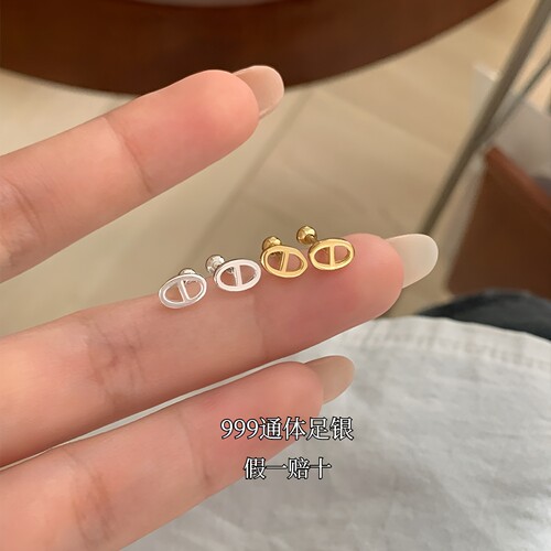 S999纯银耳针猪鼻子螺丝耳钉女款简约时尚养耳洞耳环韩系日常耳饰