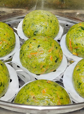 菠菜胡萝卜玉米面蔬菜馒头纯手工馒头早餐速食主食面点