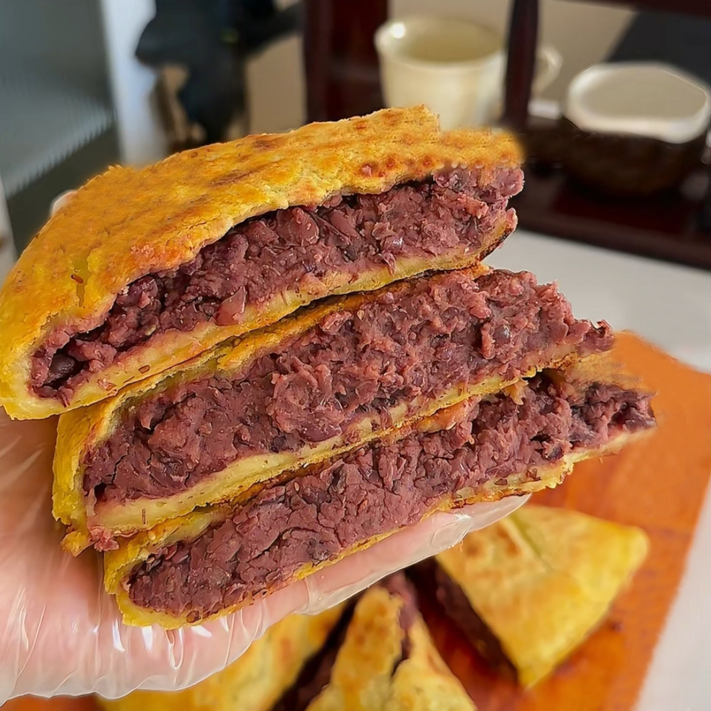 微甜大黄米面红豆饼软糯红豆饼糯叽叽手工红豆饼早餐自制红豆