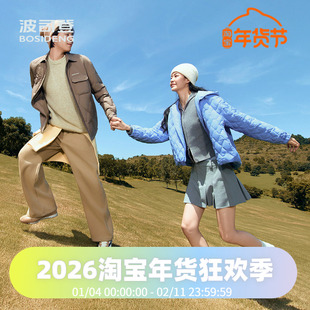 波司登2025新款女士宽松休闲菱形绗线连帽短款保暖轻薄羽绒服外套