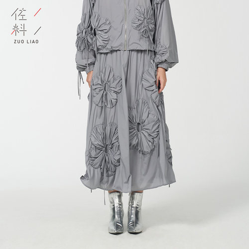 佐料半身裙子大裙摆立体花朵