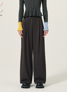 佐料原创设计时尚简约气质高级灰百搭直筒长裤西裤女装ZDC1Q155