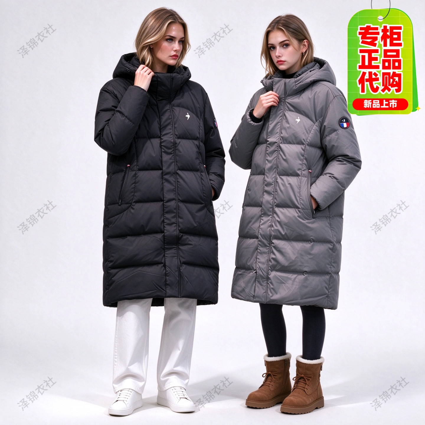 乐卡克冬款长款防风鸭绒羽绒服