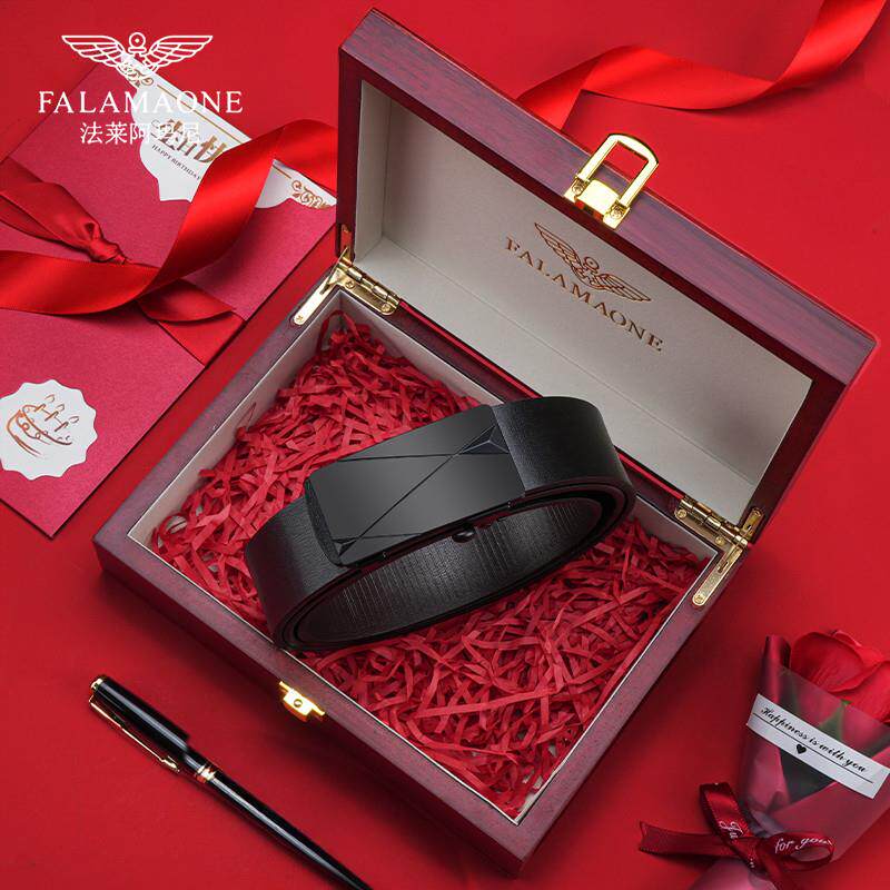 法莱阿玛尼休闲爸爸腰带无牙自动扣新款腰带牛皮男款皮带裤腰带潮