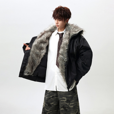 座山雕羽绒服男女款冬季明线装饰