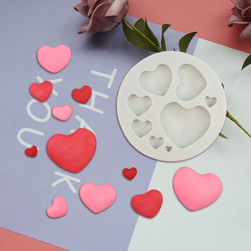 超轻树脂粘土大小爱心半圆蛋糕装饰插件摆件巧克力翻糖硅胶模具