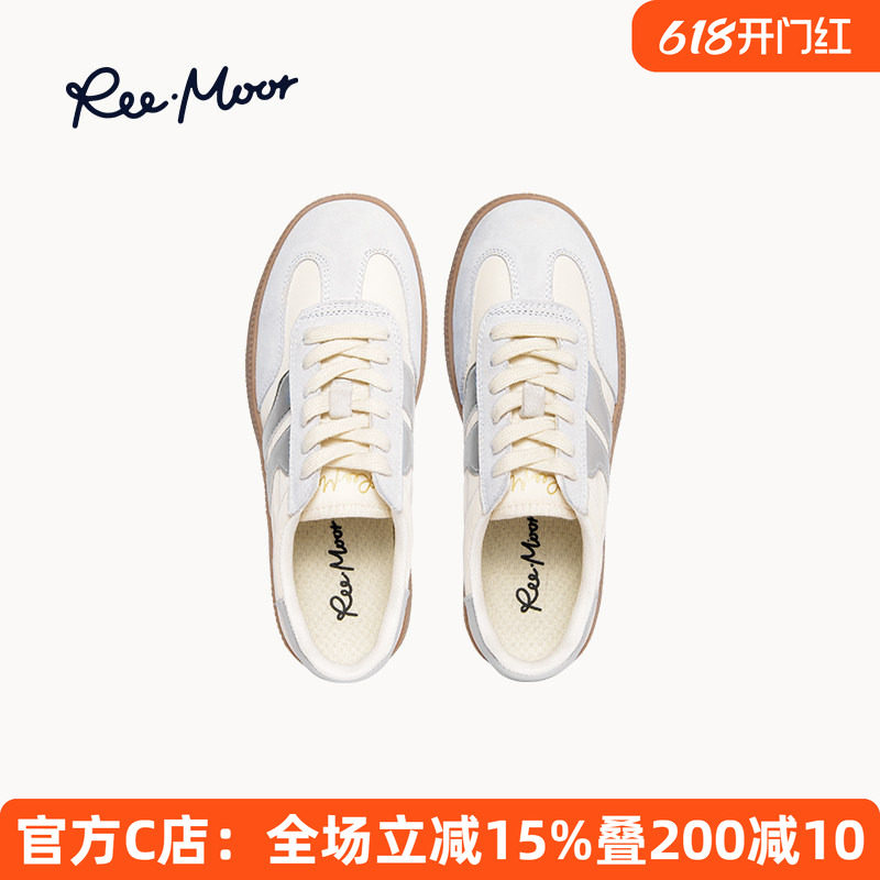 REEMOOR睿慕帆布德训鞋2026年春夏新款平底厚底运动休闲板鞋女款