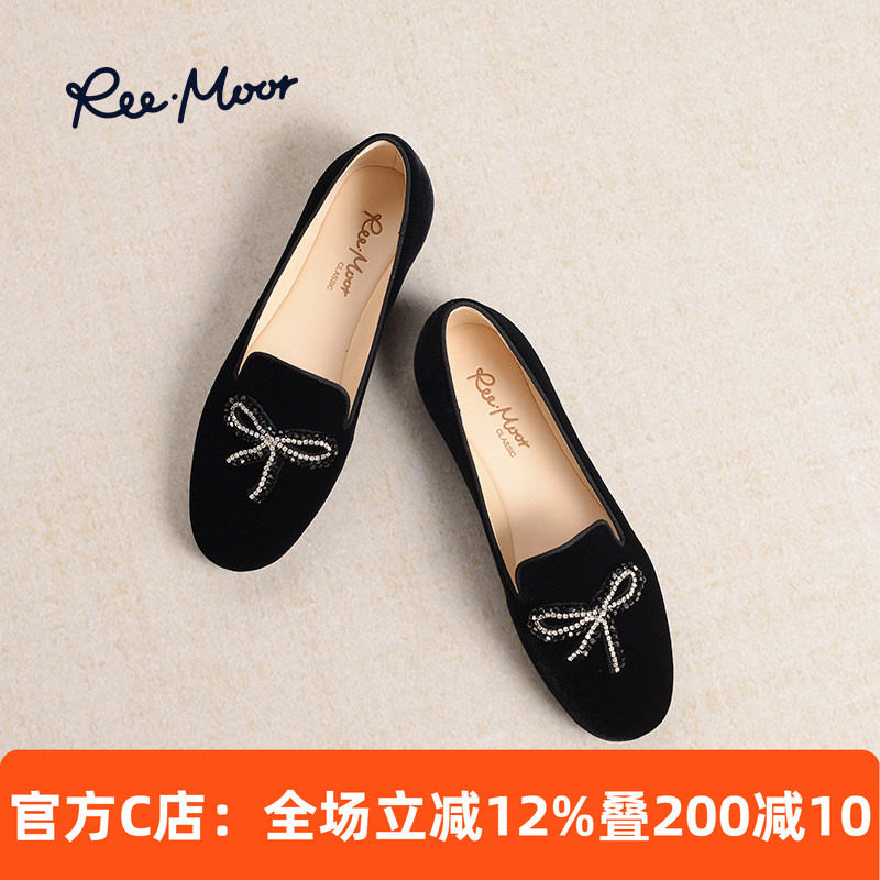 REEMOOR睿慕2026新款秋冬圆头乐福鞋浅口单鞋一脚蹬平底豆豆鞋女,女鞋,乐福鞋（豆豆鞋）,淘宝优惠券,粉丝福利购,淘宝优惠卷